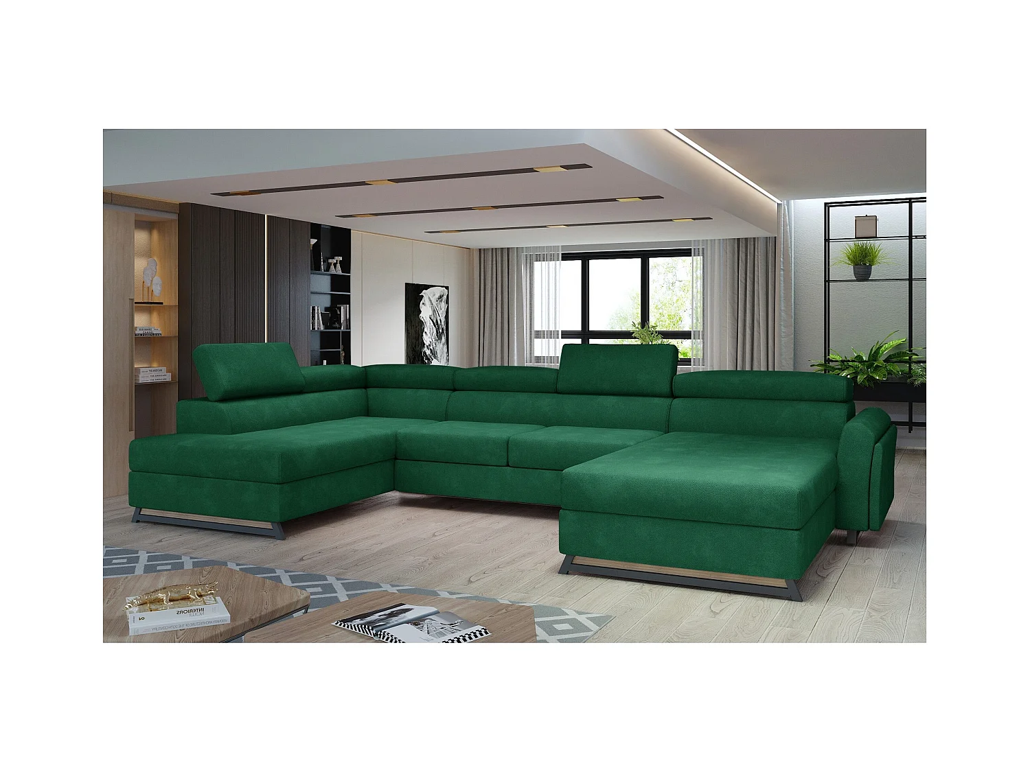 Ecksofa Silvy UL/Stoffbezug/Grün