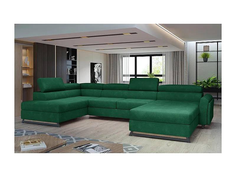 Canapé Corner SilvyUL/revêtement tissu/Vert