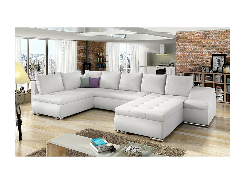 Divano d'angolo Marango UR/rivestimento in tessut/Bianco