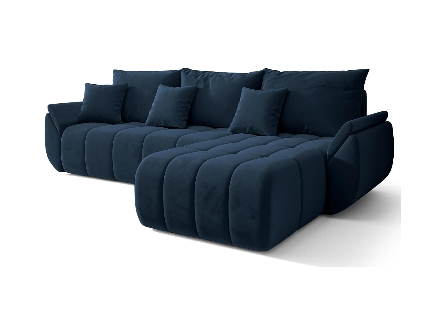Ecksofa mit Schlaffunktion - Stauraum - Samtbezug - rechts - Marineblau - ROMULDI