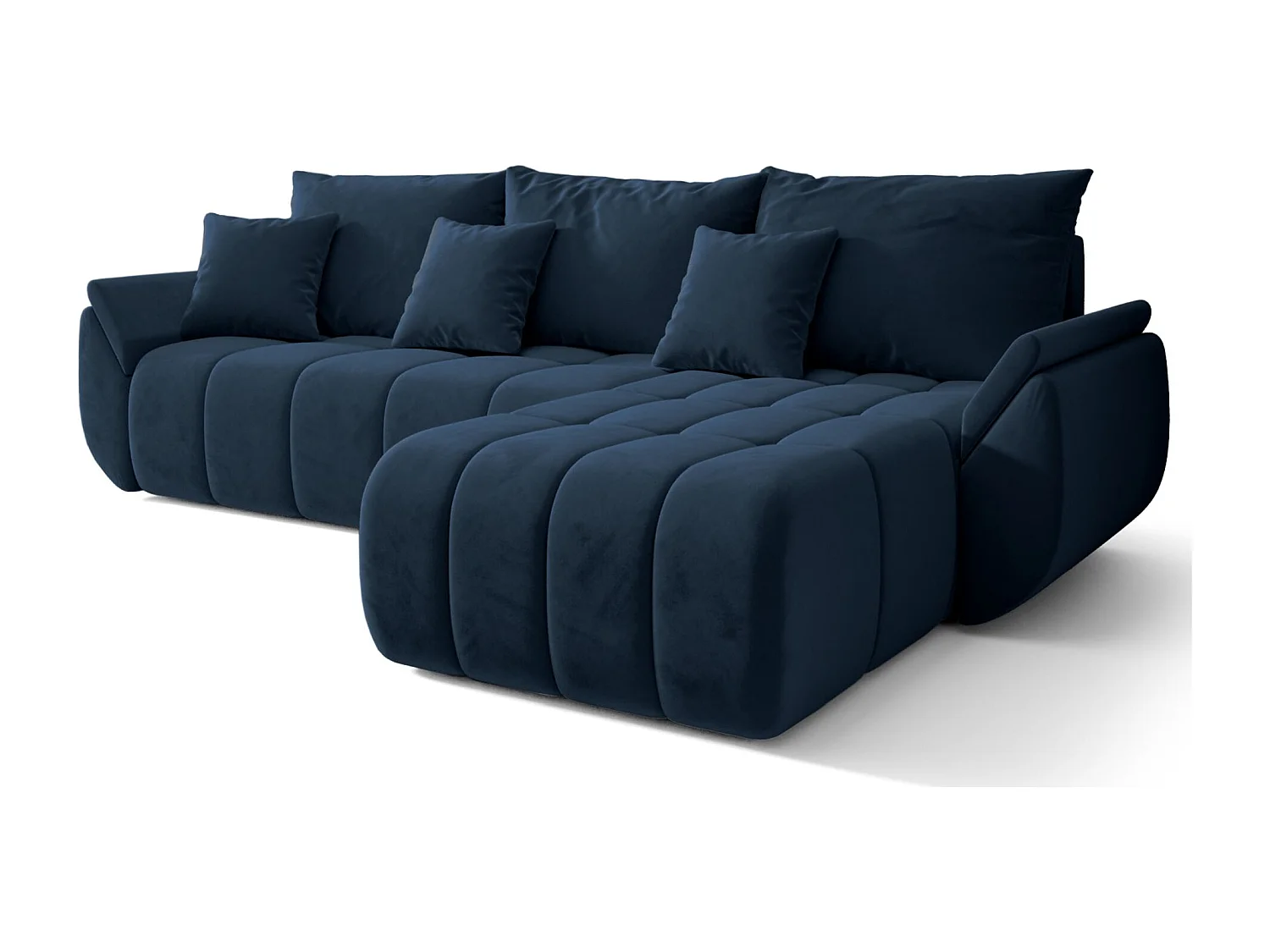 Ecksofa mit Schlaffunktion - Stauraum - Samtbezug - rechts - Marineblau - ROMULDI
