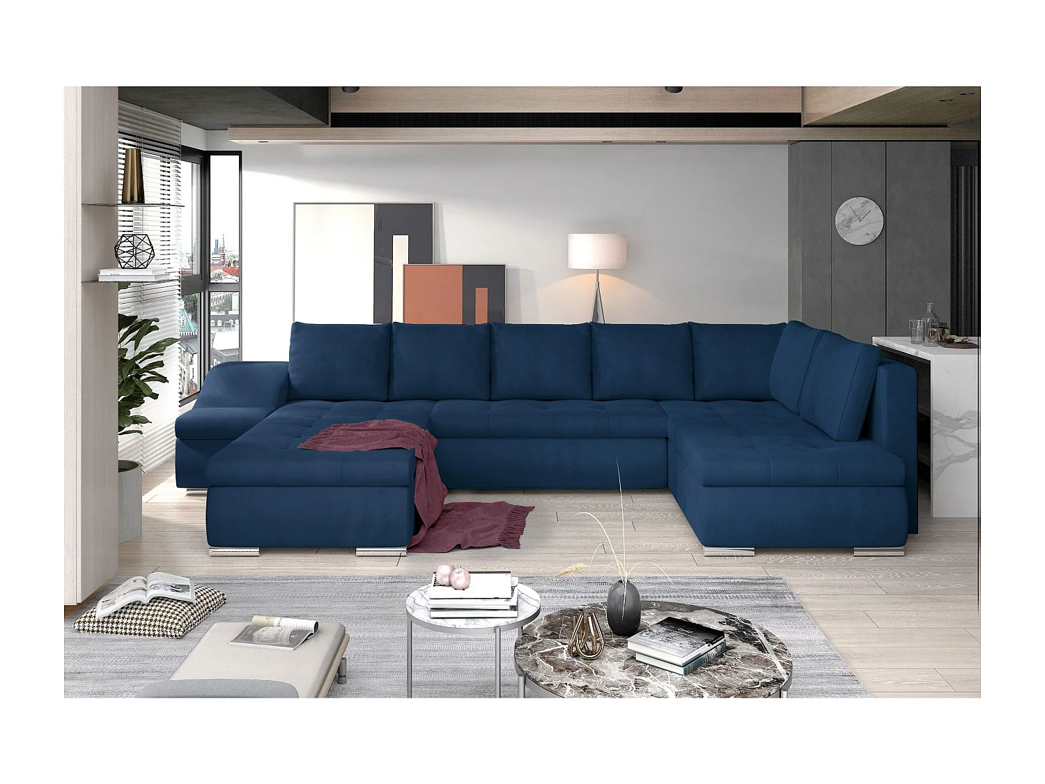 Ecksofa Marango UL/Stoffbezug/Blau