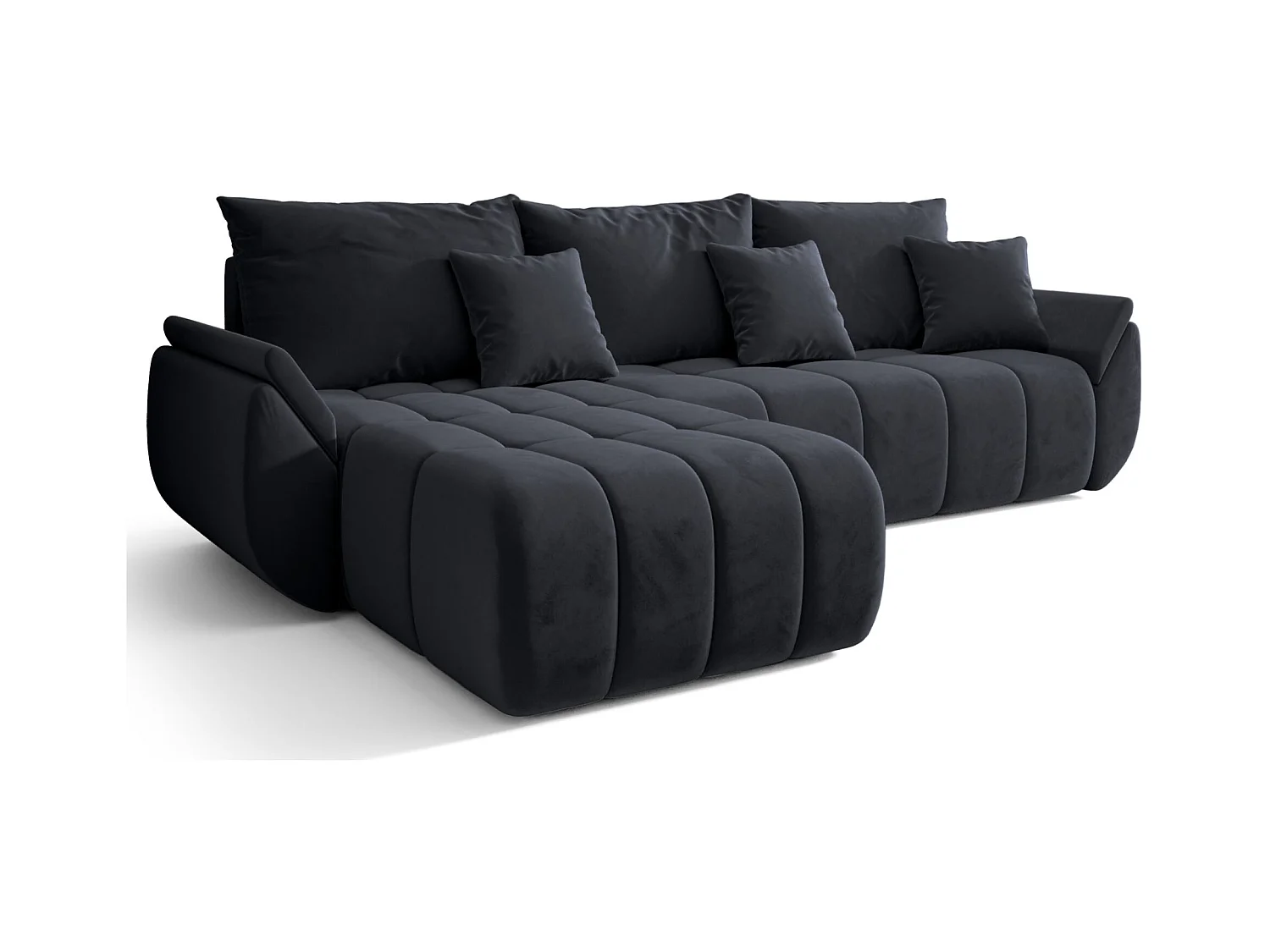 Ecksofa mit Schlaffunktion - Stauraum - Samtbezug - links - Anthrazit - ROMULDI