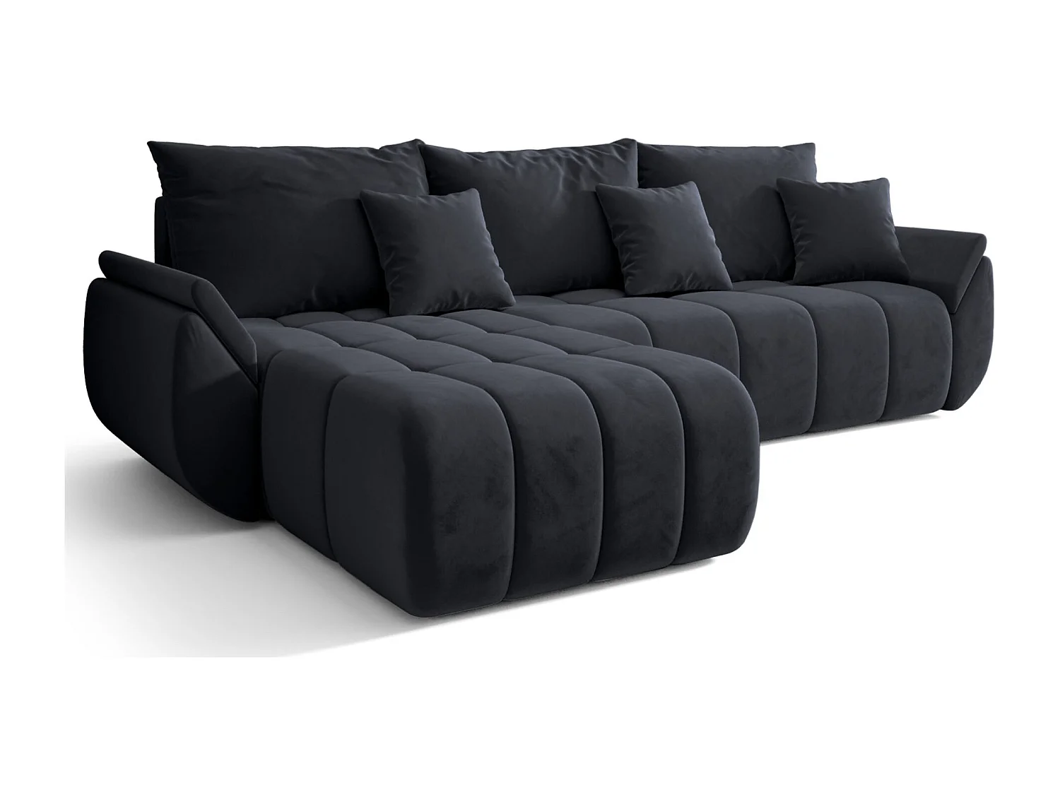 Canapé d'angle convertible - en velours anthracite- côté gauche - ROMULDI