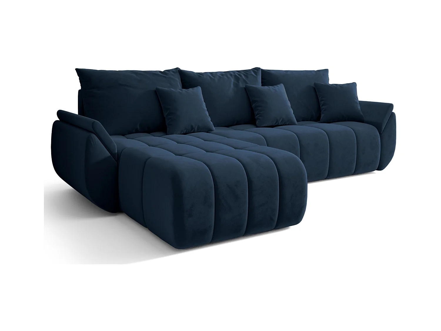 Ecksofa mit Schlaffunktion - Stauraum - Samtbezug - links - Marineblau - ROMULDI