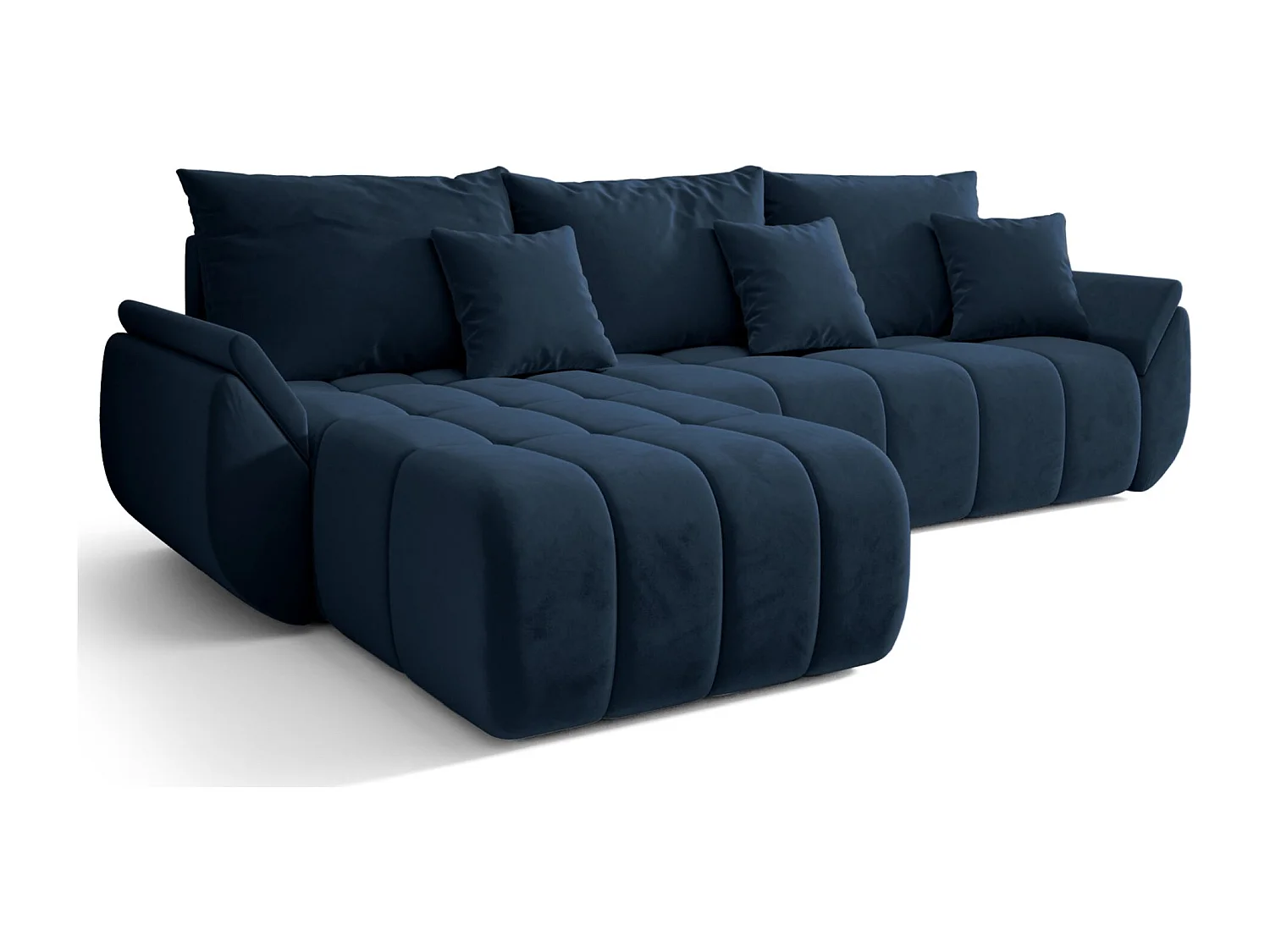 Canapé d'angle convertible - en velours bleu marine- côté gauche - ROMULDI