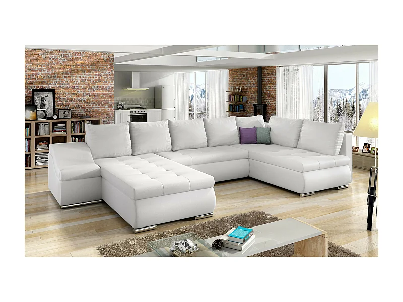 Divano d'angolo Marango UL/rivestimento in tessut/Bianco