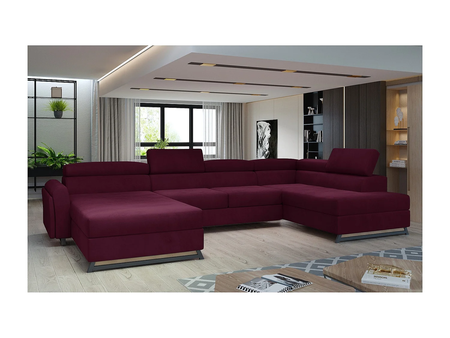 Ecksofa Silvy UR/Stoffbezug/Bordeaux
