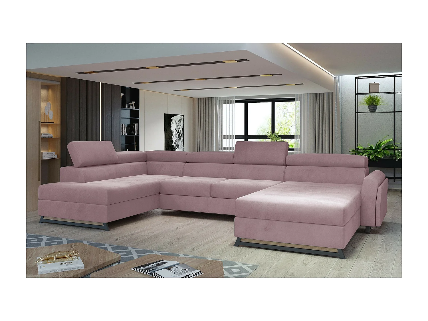 Divano d'angolo Silvy UL/rivestimento in tessut/Rosa