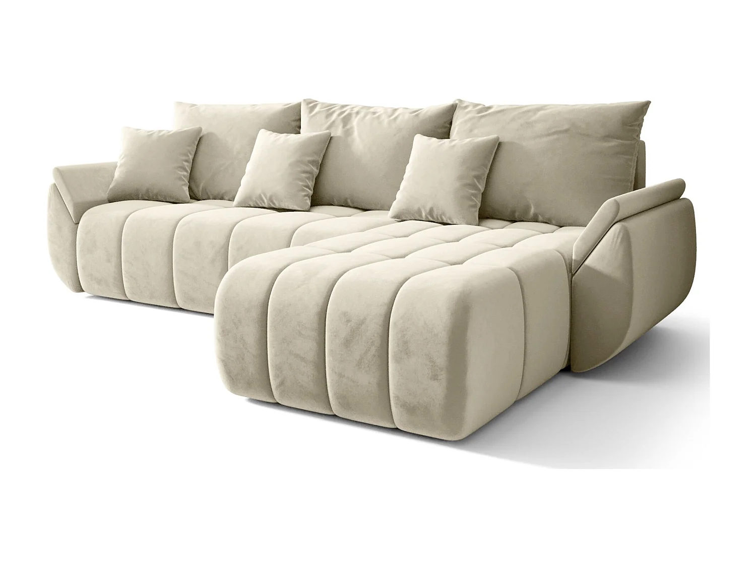 Canapé d'angle convertible - en velours bleu marine- côté droit - ROMULDI