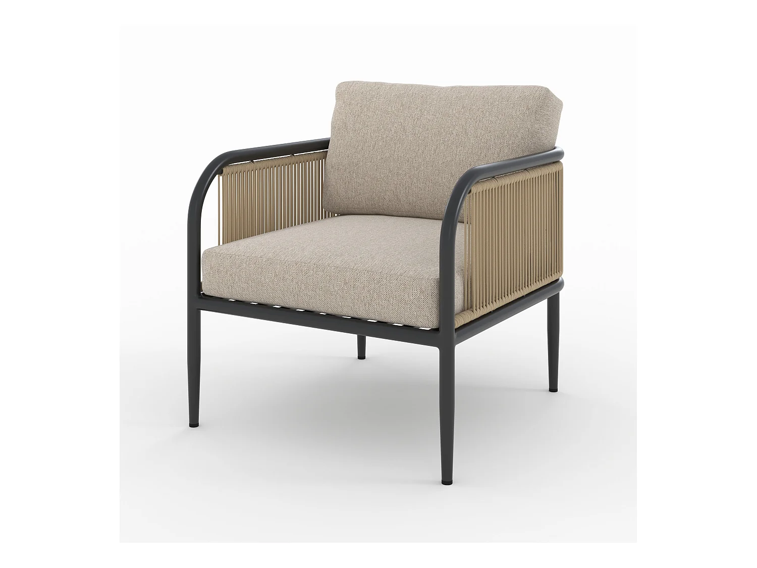 Poltrona da giardino in acciaio e tessuto beige - Wilo
