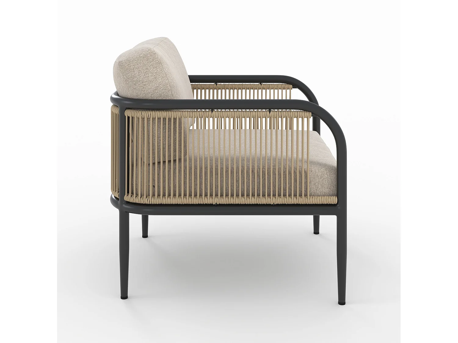 Poltrona da giardino in metallo e tessuto beige - Wilo