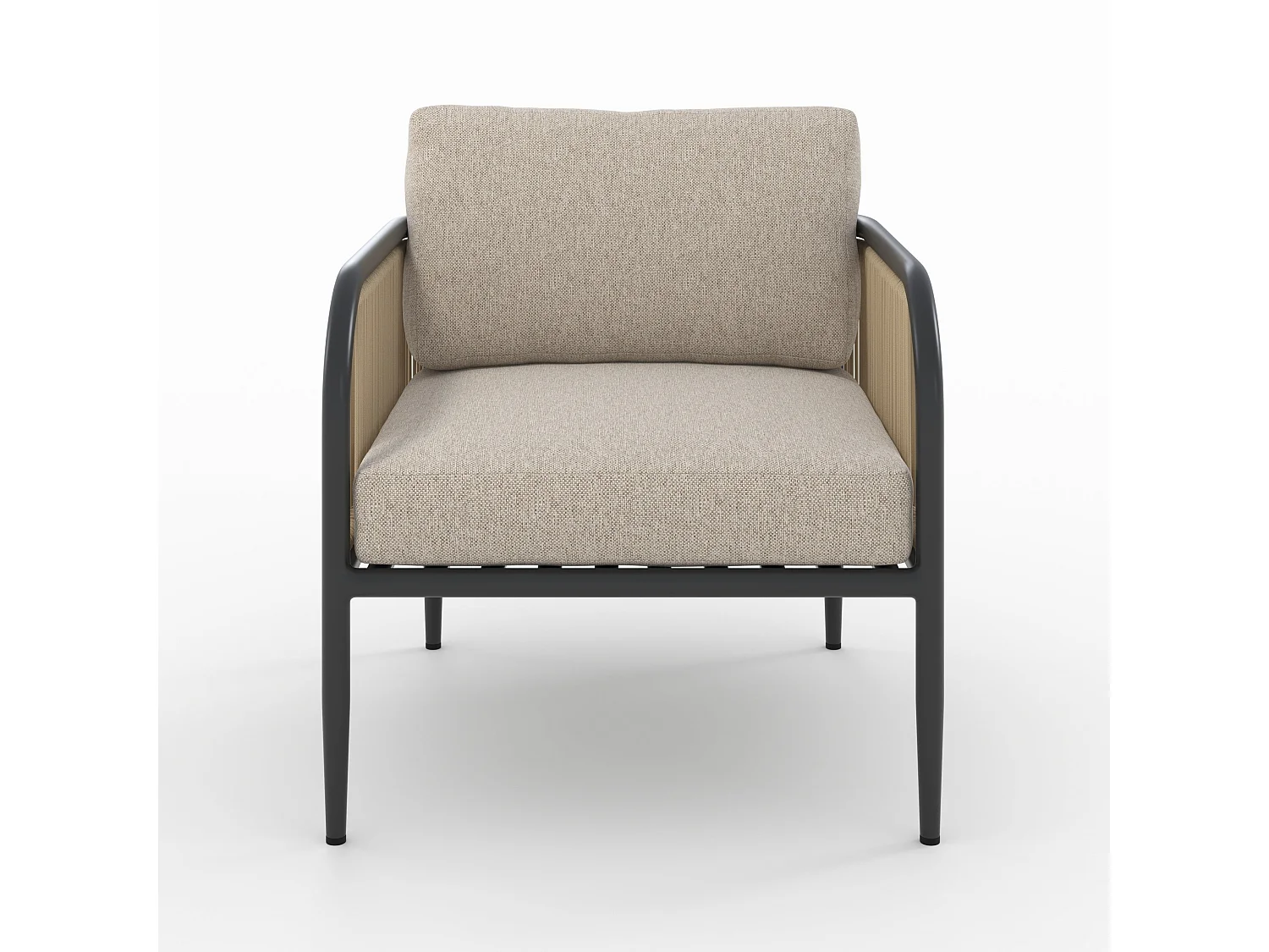 Poltrona da giardino in metallo e tessuto beige - Wilo