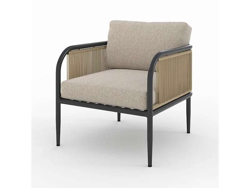 Fauteuil de jardin en acier et tissu beige - Wilo