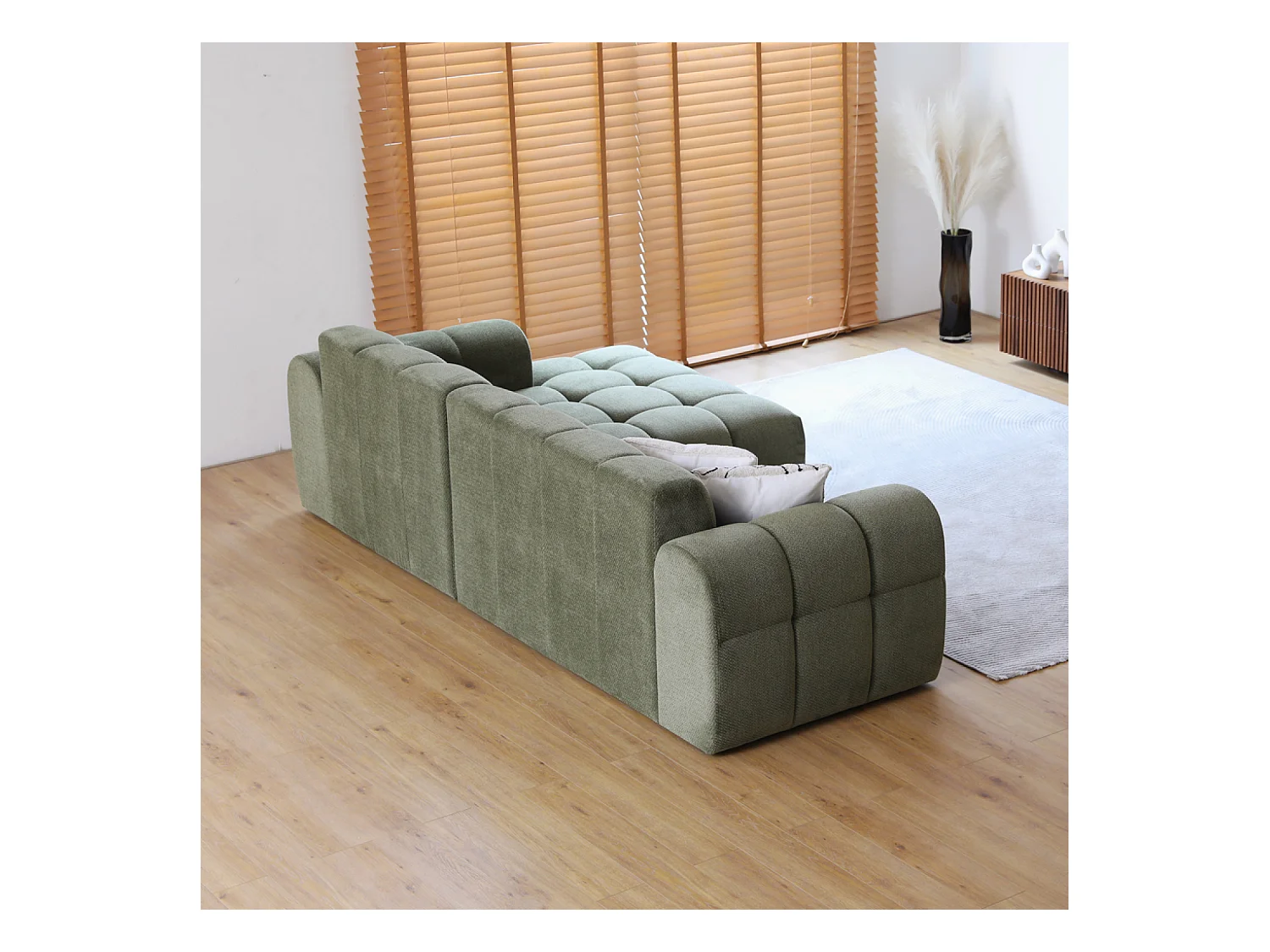 Canapé d'angle 3 places nuage en velours vert SALFORD