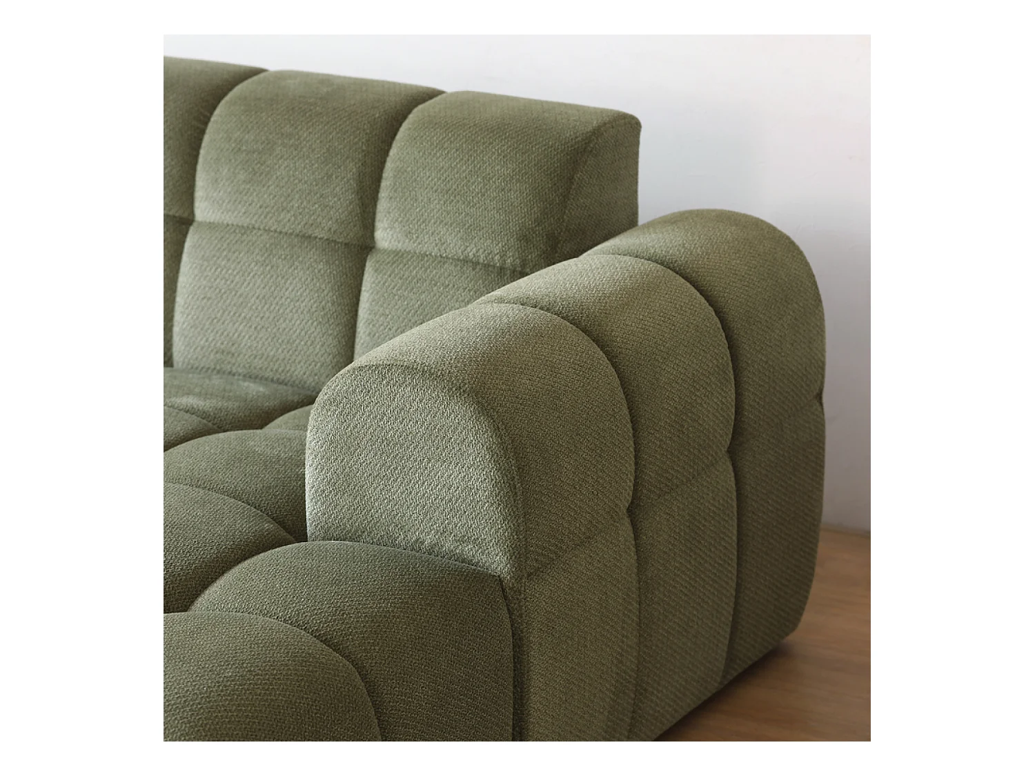 Canapé d'angle 3 places nuage en velours vert SALFORD