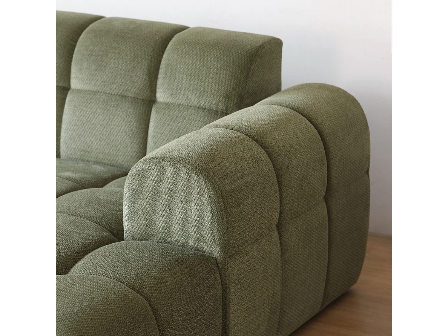 Canapé d'angle 3 places nuage en velours vert SALFORD