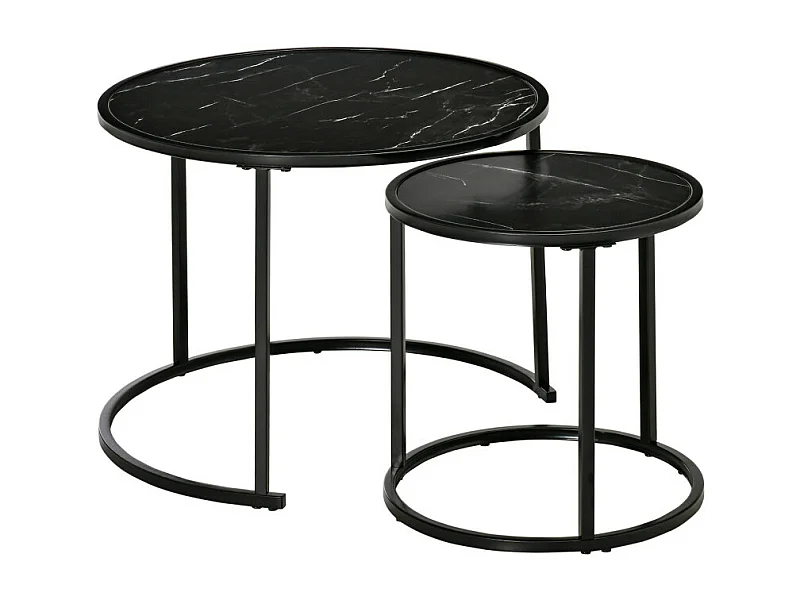 Lot de 2 tables basses rondes gigognes LILITH noires