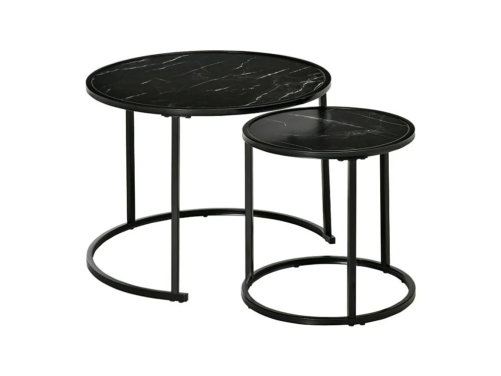 Lot de 2 tables basses rondes gigognes LILITH noires