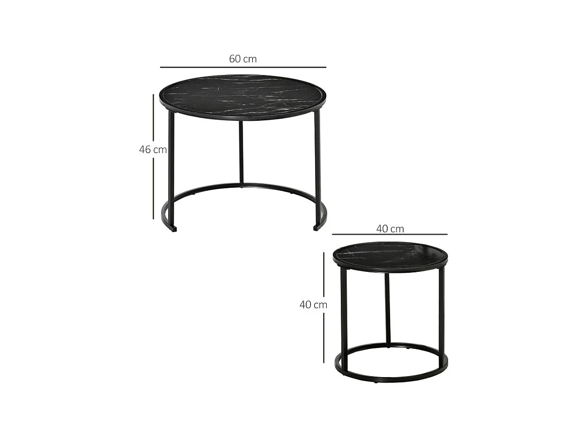 Lot de 2 tables basses rondes gigognes LILITH noires