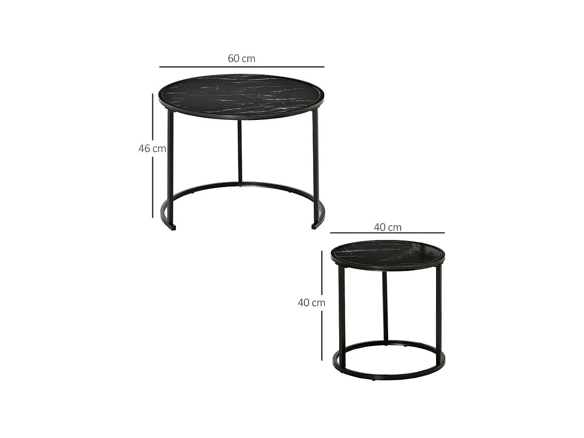 Lot de 2 tables basses rondes gigognes LILITH noires