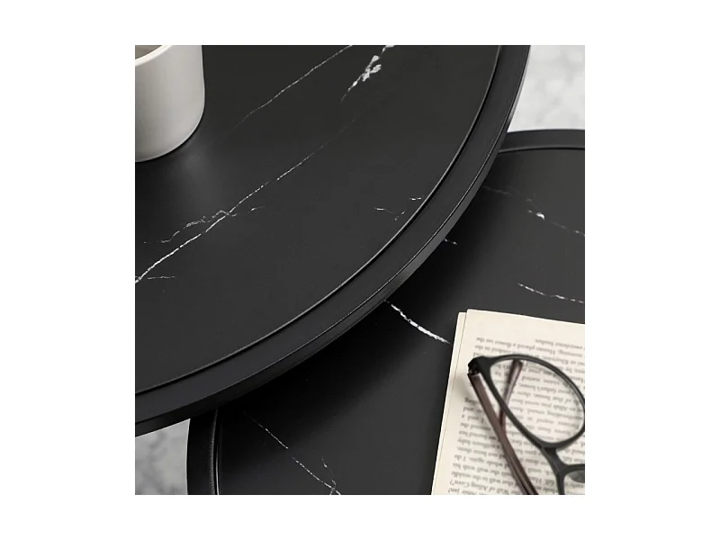 Lot de 2 tables basses rondes gigognes LILITH noires