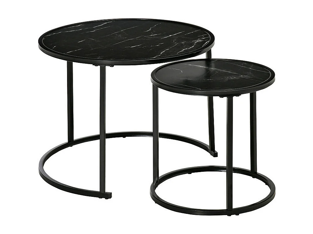 Lot de 2 tables basses rondes gigognes LILITH noires