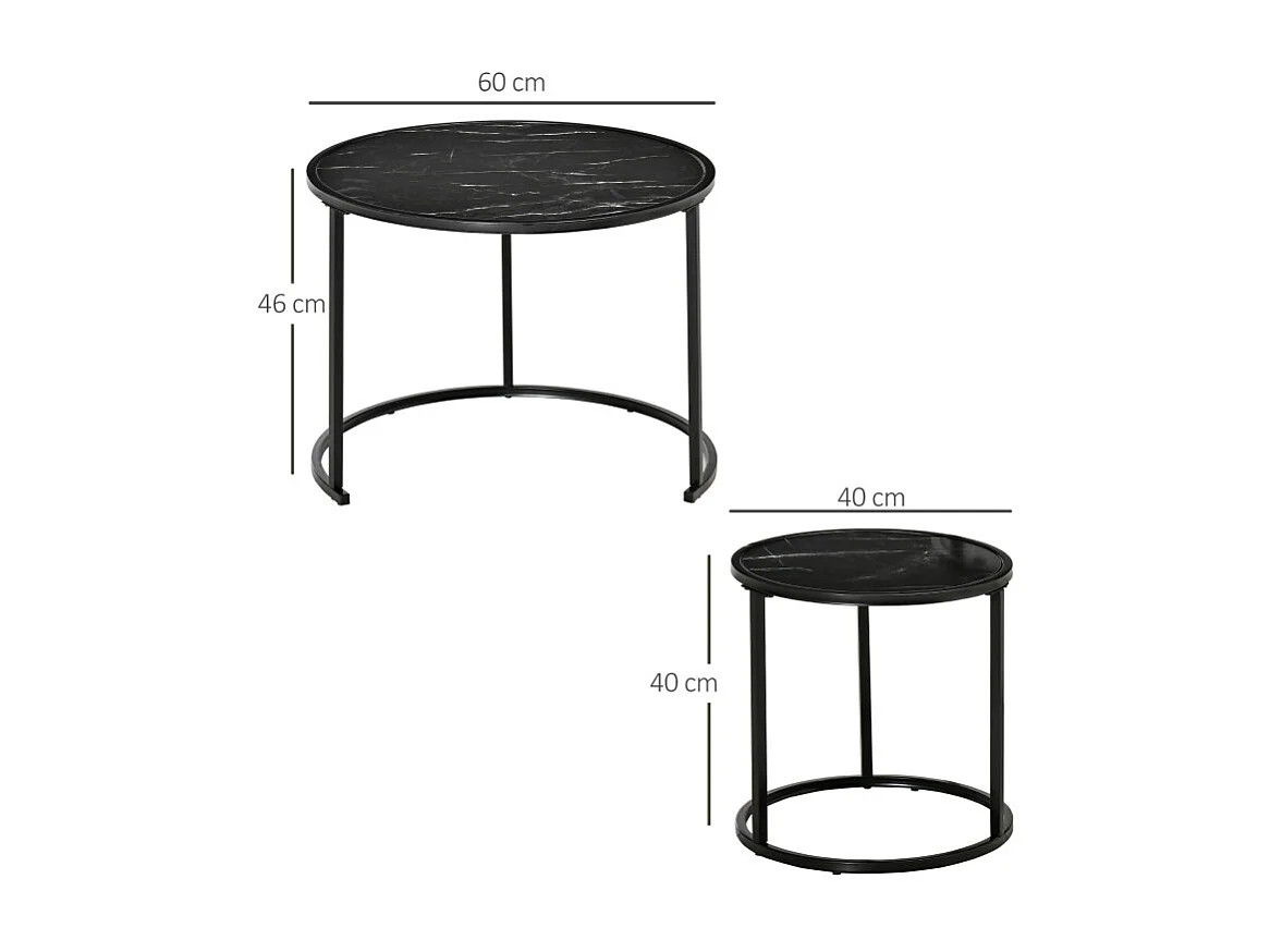 Lot de 2 tables basses rondes gigognes LILITH noires