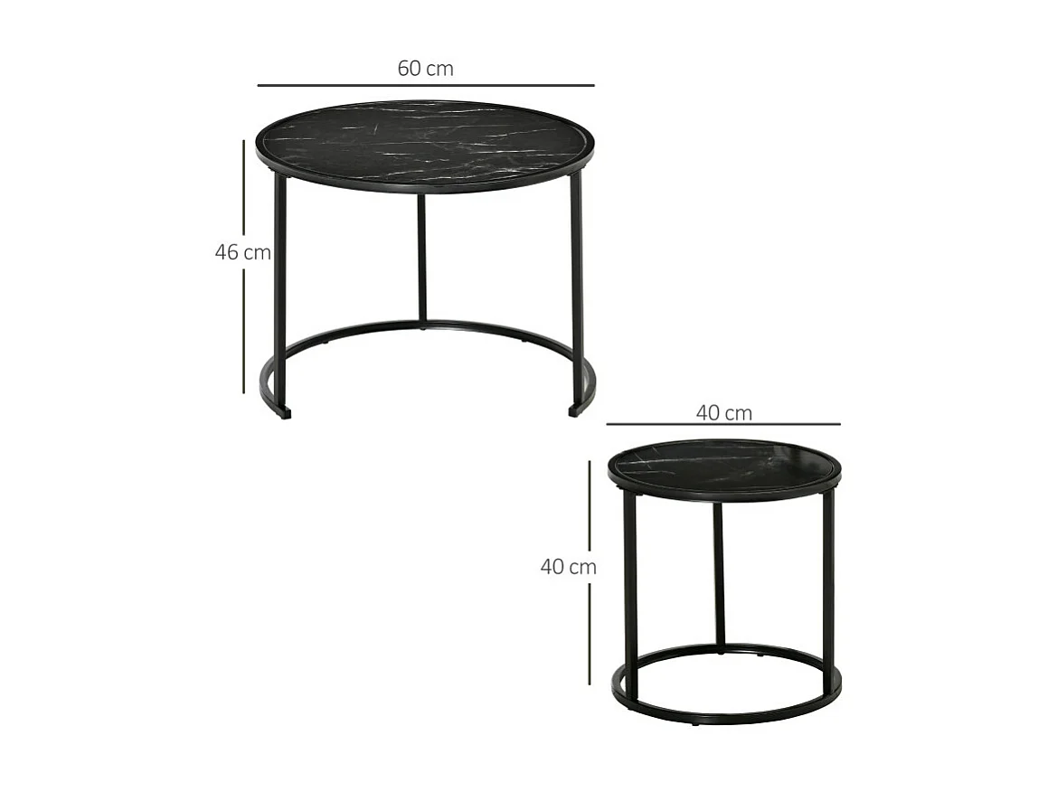 Lot de 2 tables basses rondes gigognes LILITH noires