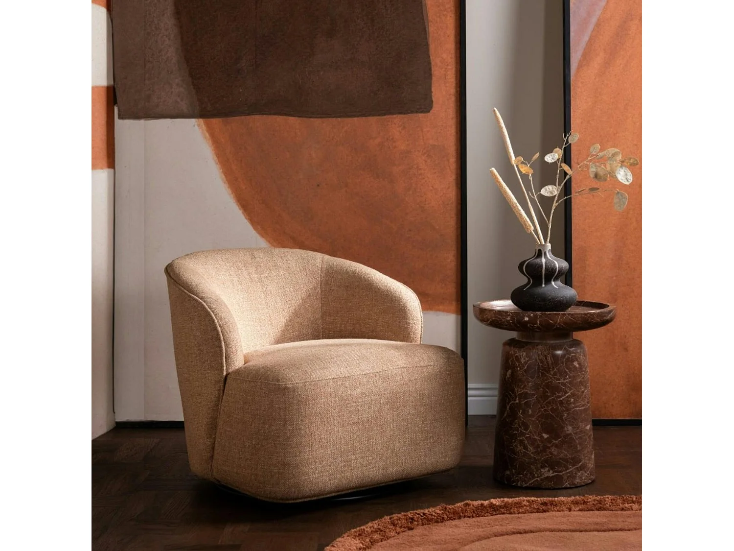Fauteuil pivotant beige BRADFORD