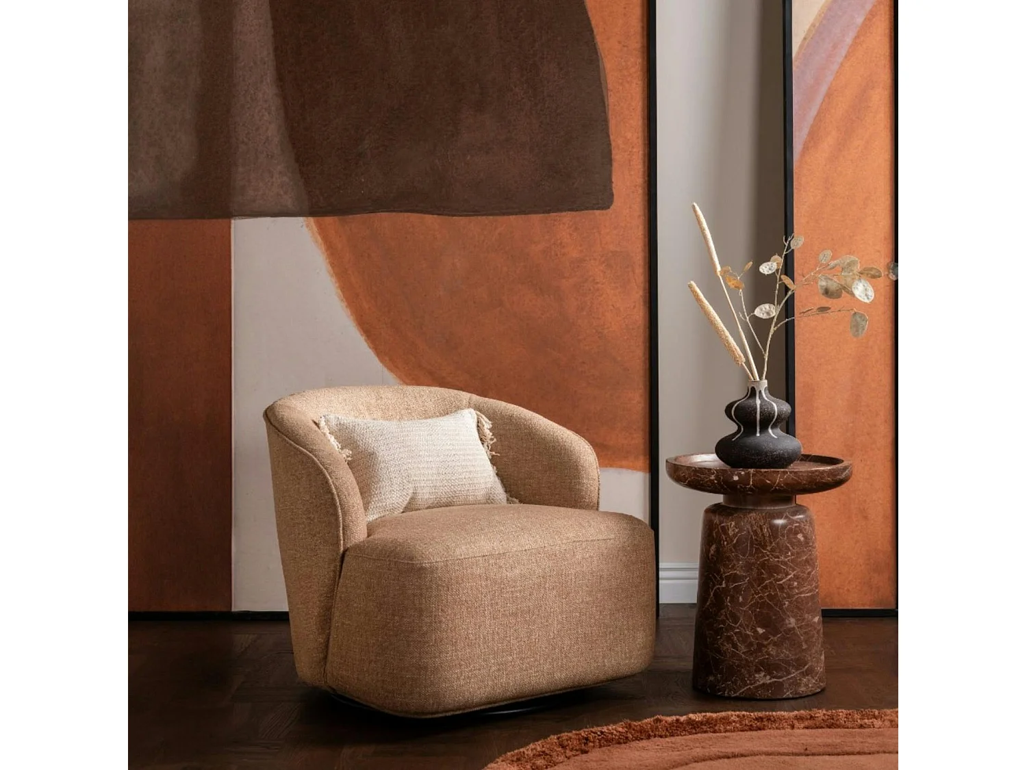 Fauteuil pivotant beige BRADFORD