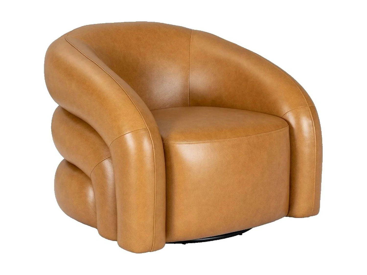 Fauteuil en cuir marron pivotant BRADFORD