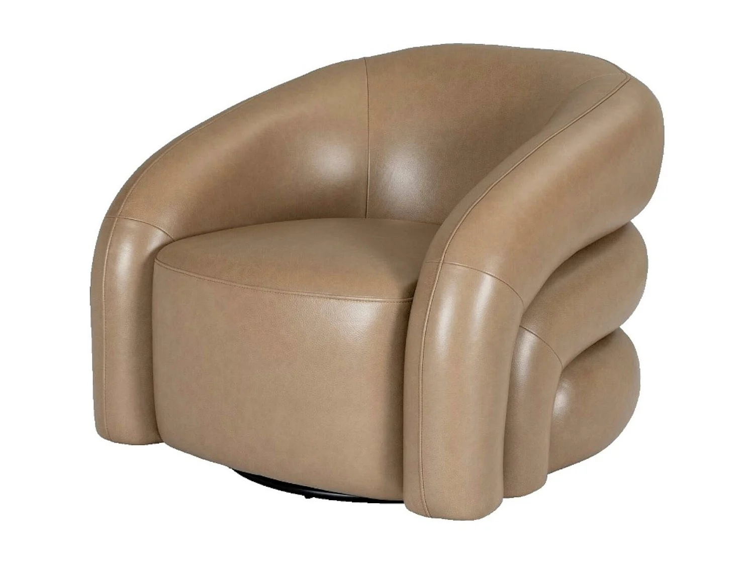 Fauteuil en cuir taupe pivotant BRADFORD
