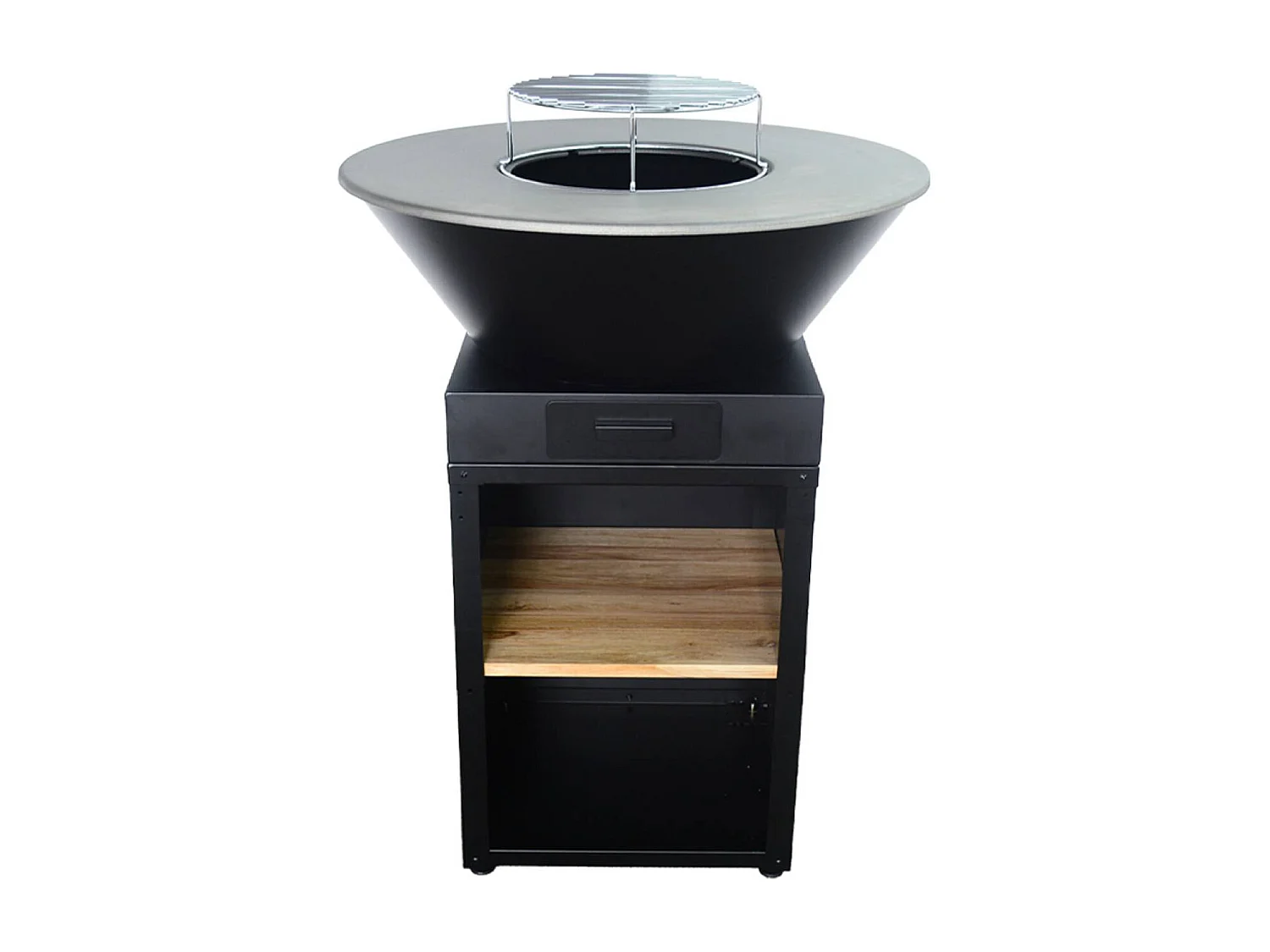 Brasero barbecue Ø81.5cm avec grille de cuisson. espace de stockage pour le bois + Housse en polyester