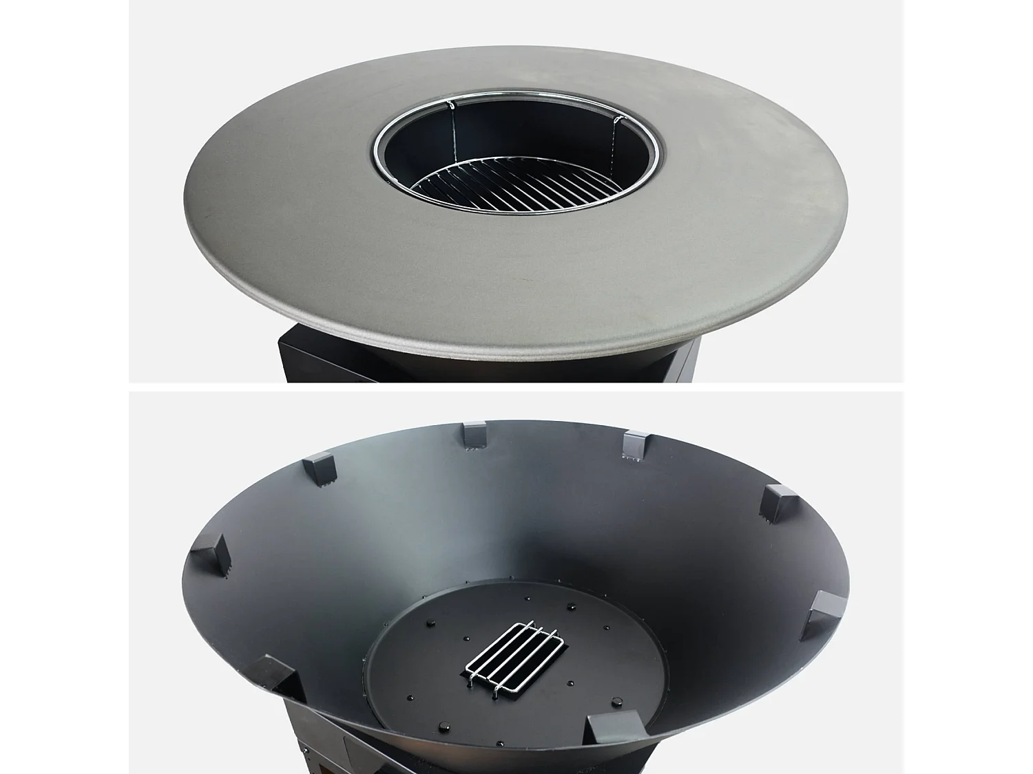 Brasero barbecue Ø81.5cm avec grille de cuisson. espace de stockage pour le bois + Housse en polyester