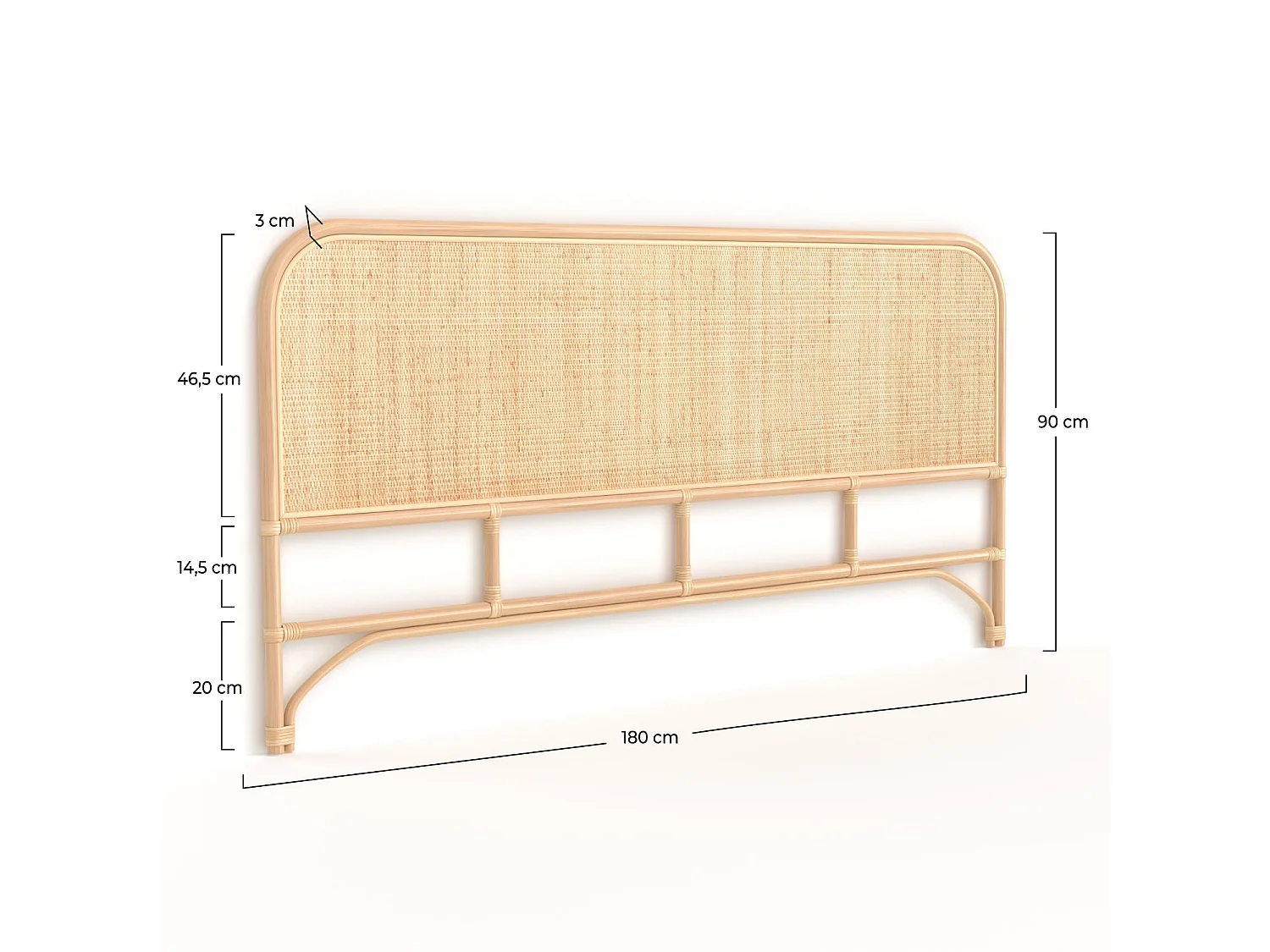 Cabezal de 180 cm en ratán natural - Grace