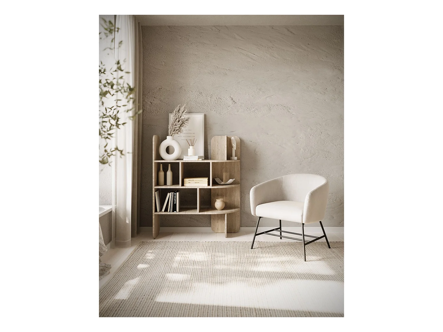 Standregal mit abgerundeten Ecken - in Eiche-Optik - 102 x 120 cm - CONTLE