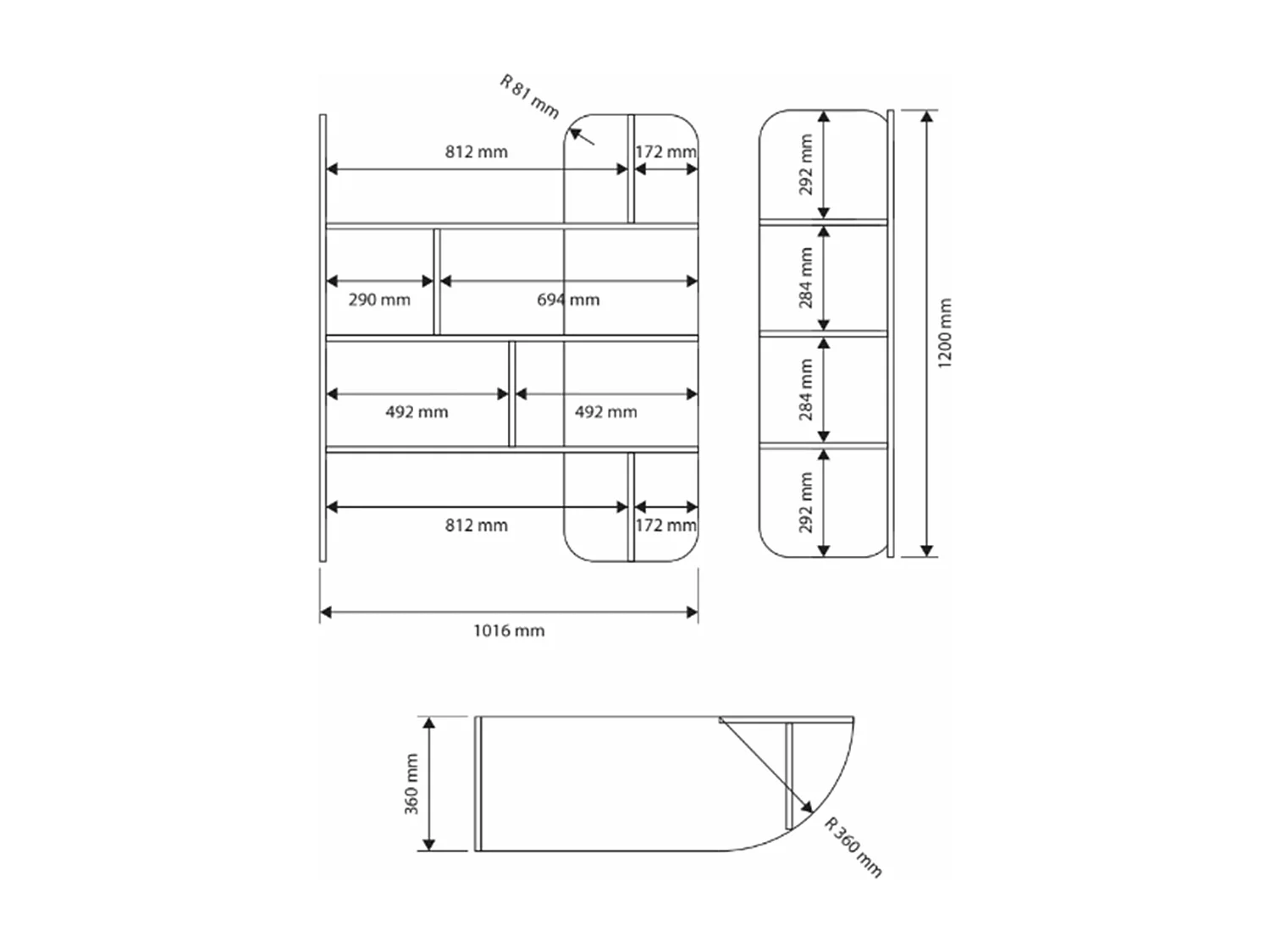 Bibliothèque basse avec niches ouvertes – 120 cm – décor chêne – CONTLE
