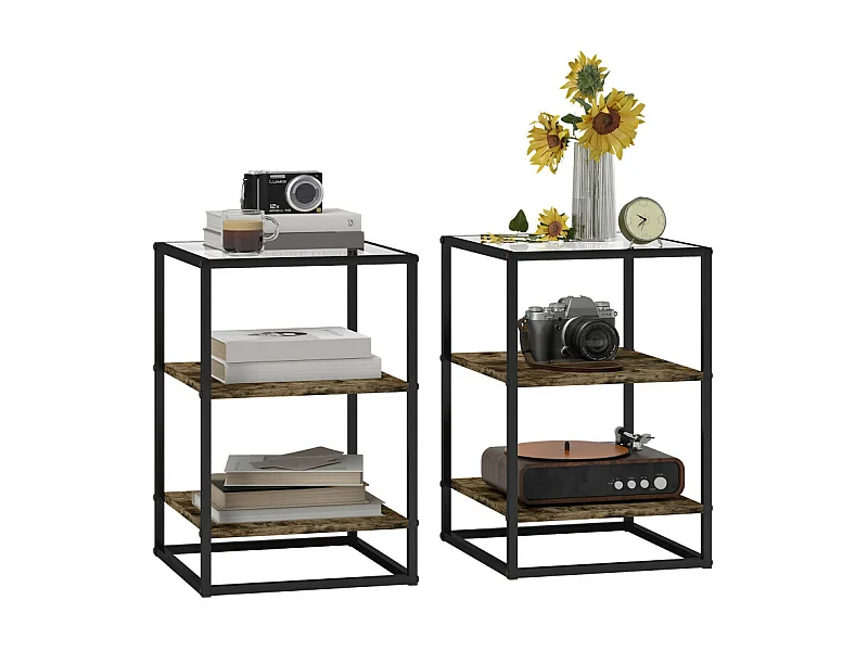 Lot de 2 tables d’appoint NANCY marron