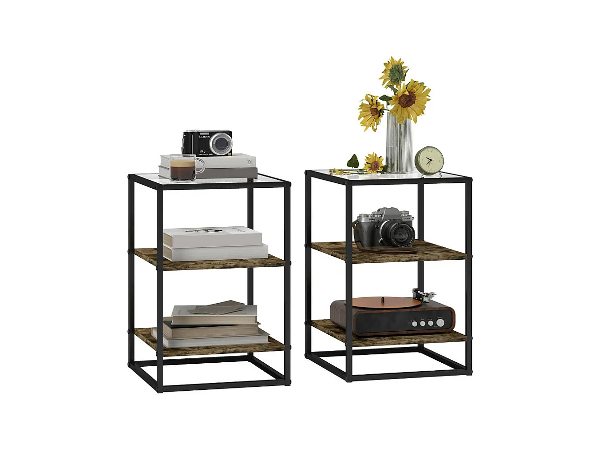 Lot de 2 tables d’appoint NANCY marron