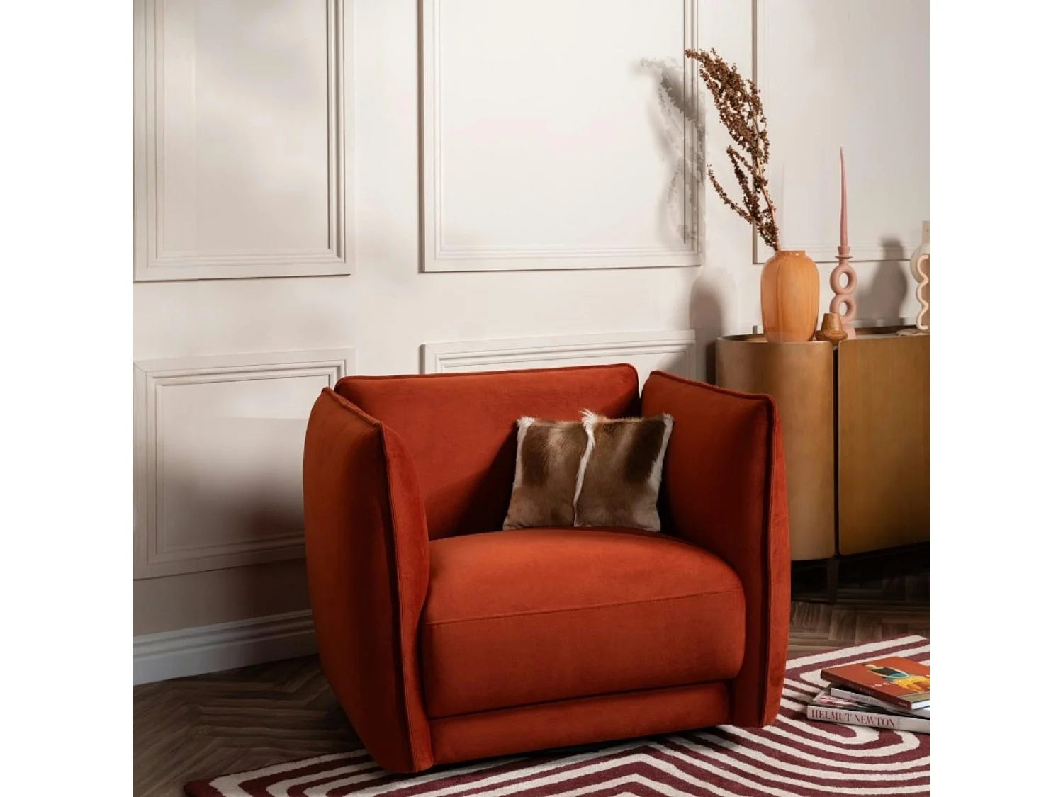 Fauteuil en velours brique SOFIA