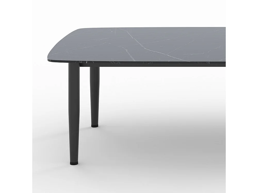 Mesa baja de jardín de vidrio efecto mármol - Wilo