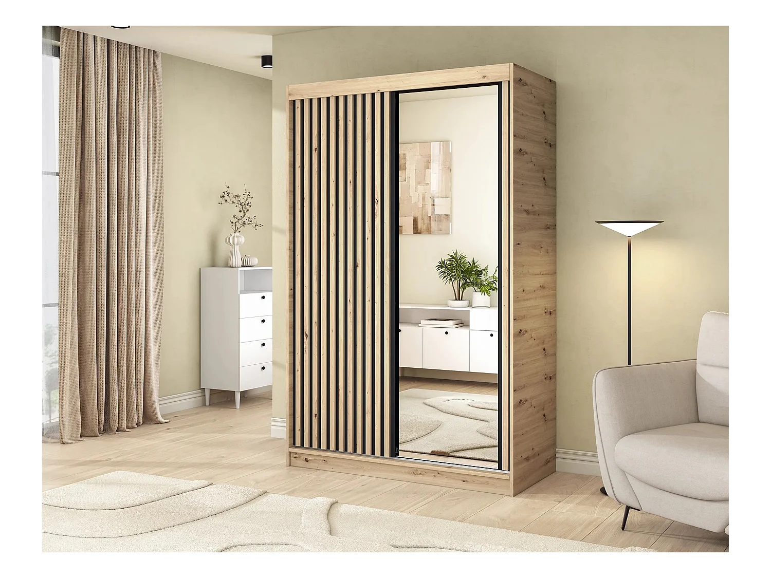 Armoire Platon (120 cm)/Portes coulissantes/Artisan