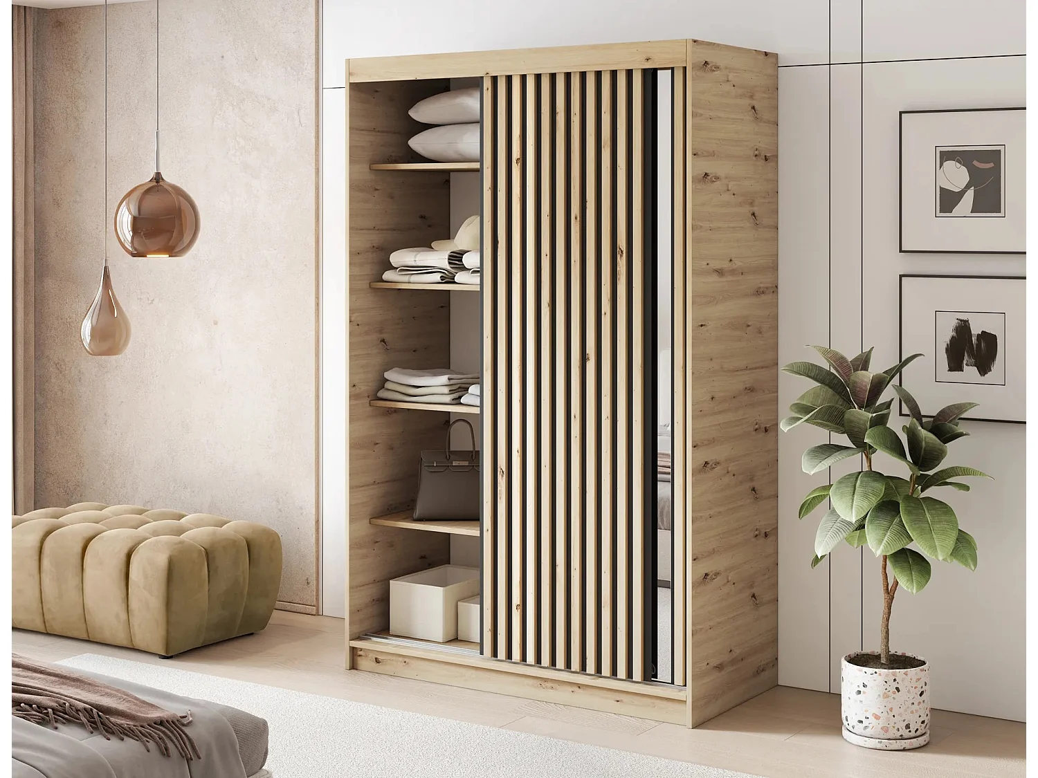 Armadio Platon (120 cm)/Ante scorrevoli/Artisan