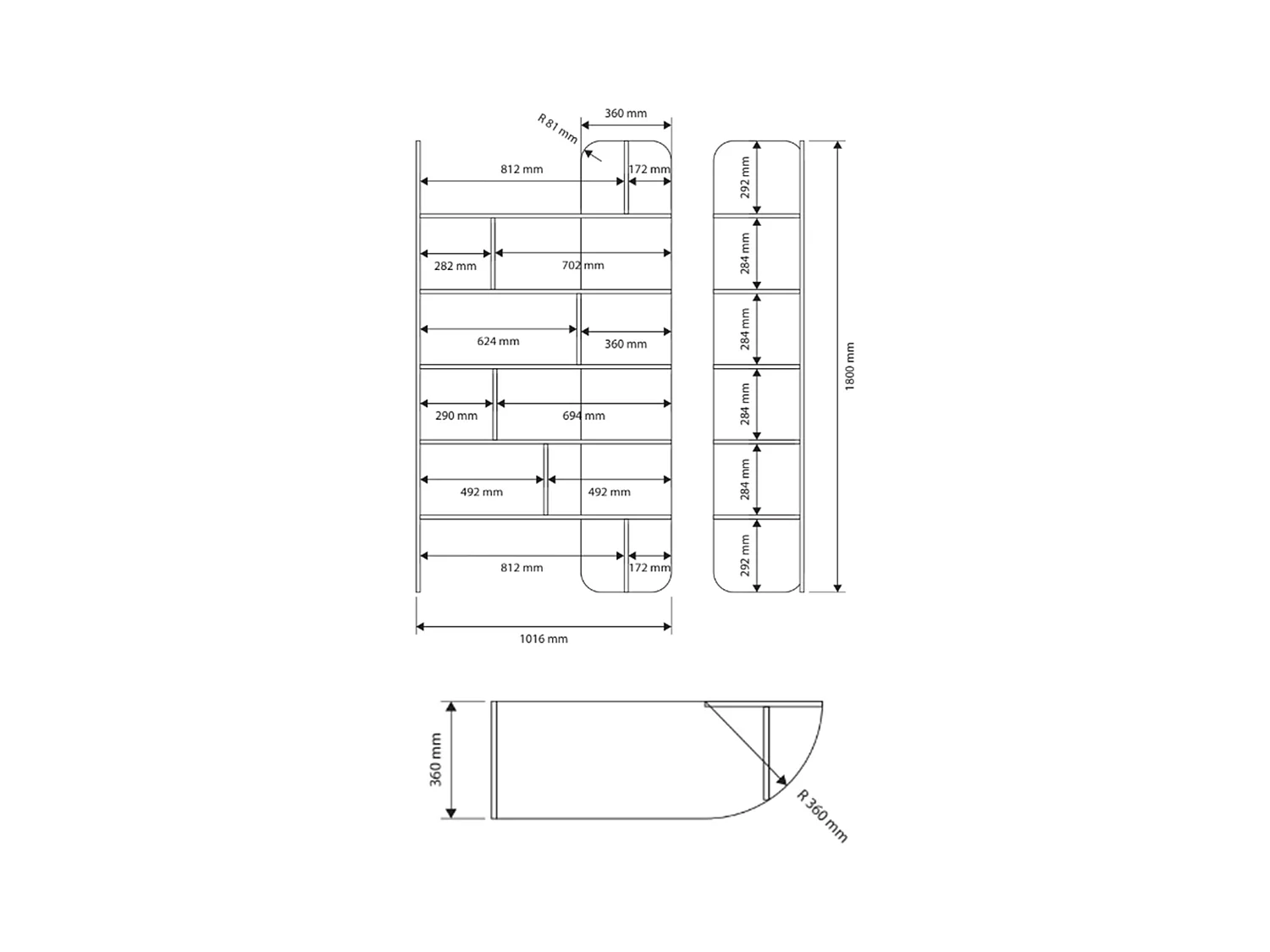Bibliothèque haute avec niches ouvertes – 180 cm – beige – CONTLE