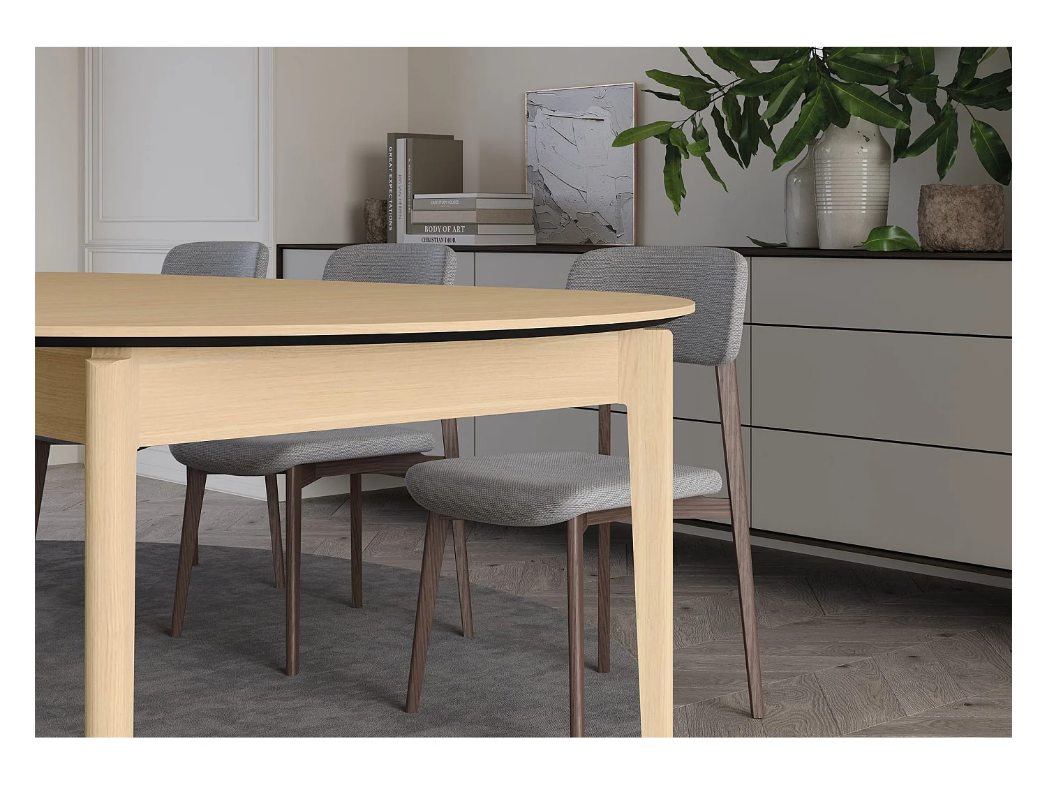 Ausziehtisch - Helle Eiche-Optik - 90–210x90 cm - PLOT