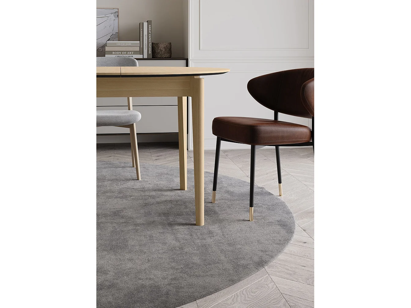 Table à manger extensible – Chêne clair – 120x240x120 cm – PLOT