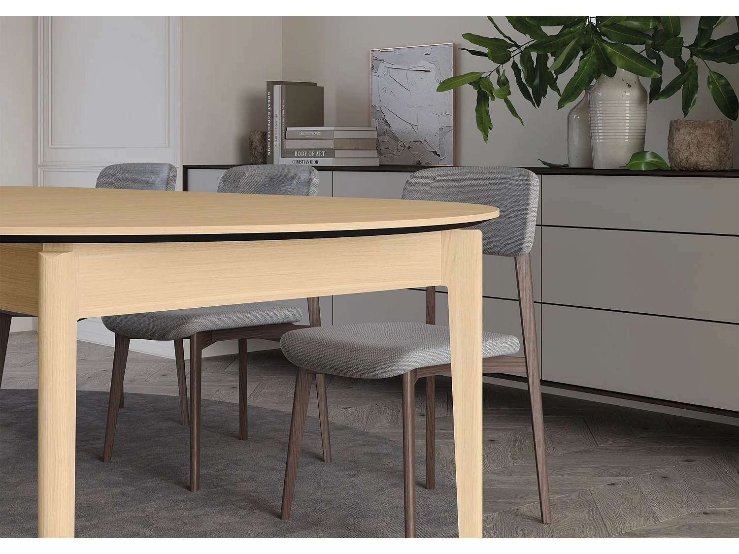 Table à manger extensible – Chêne clair – 120x240x120 cm – PLOT