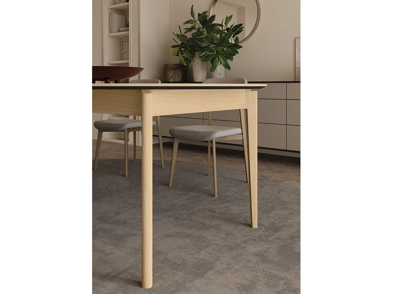 Table à manger extensible – Chêne clair – 120x240x120 cm – PLOT