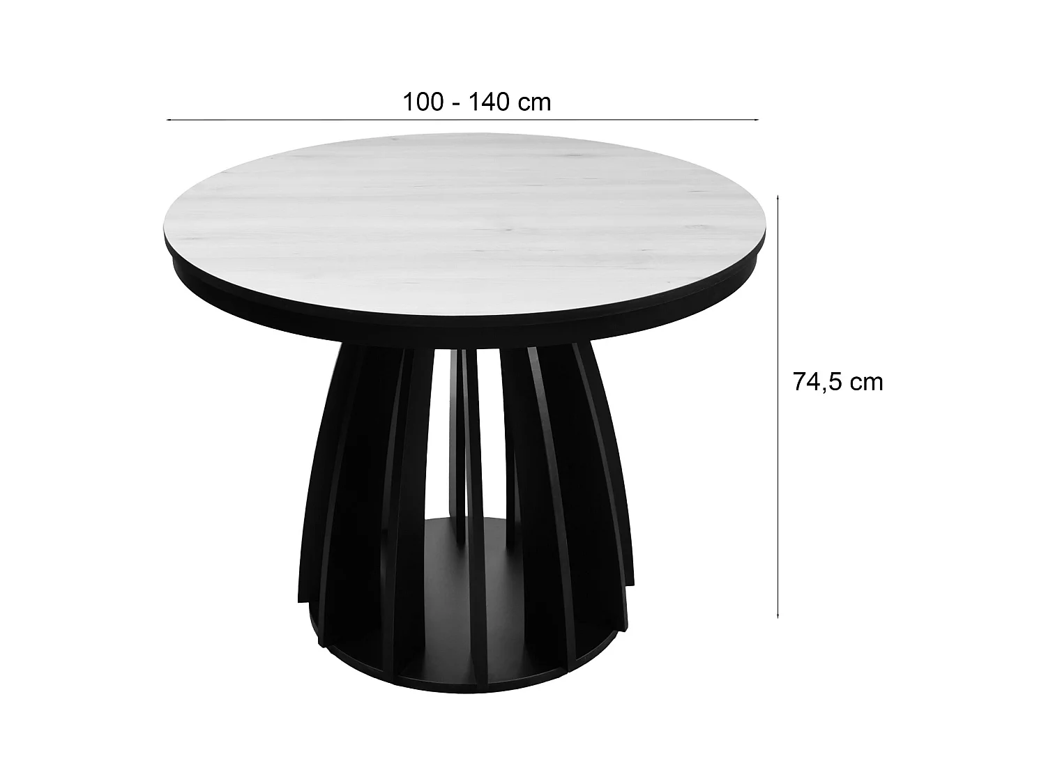 Ausziehtisch - Greige/Schwarz - 100–140x100 cm - DICIFFY